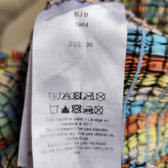 GANNI Shirred Puff Sleeve Seersucker Top in Pastel Check - US 4 (S) - Picture 10 of 16